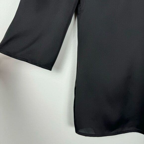 Banana Republic Women Cowl Back Blouse 8 Black Stretch Satin Fairy Goth Office - Picture 5 of 16